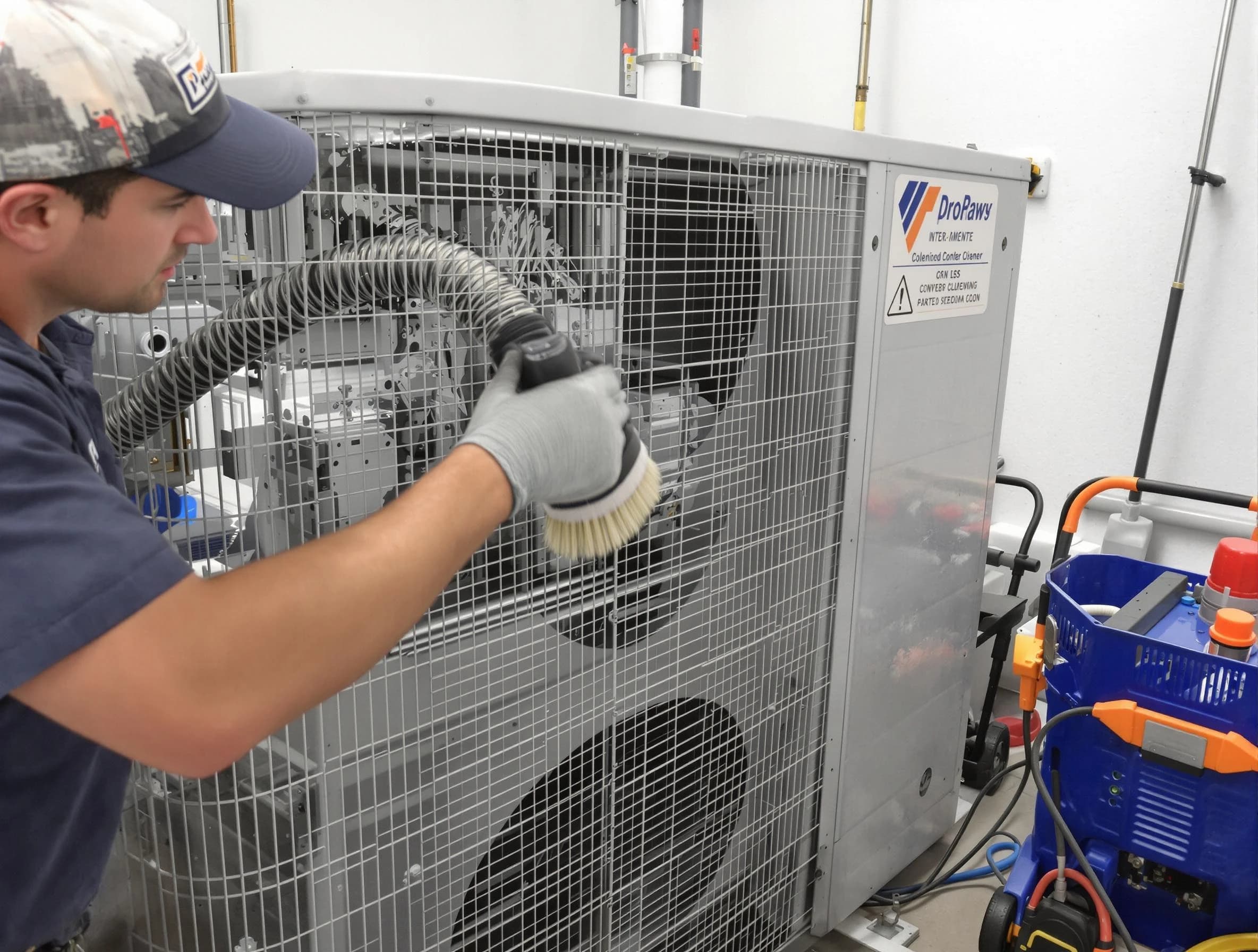 Enon Air Duct Cleaning specialist performing precision AC coil cleaning for improved system performance in Enon