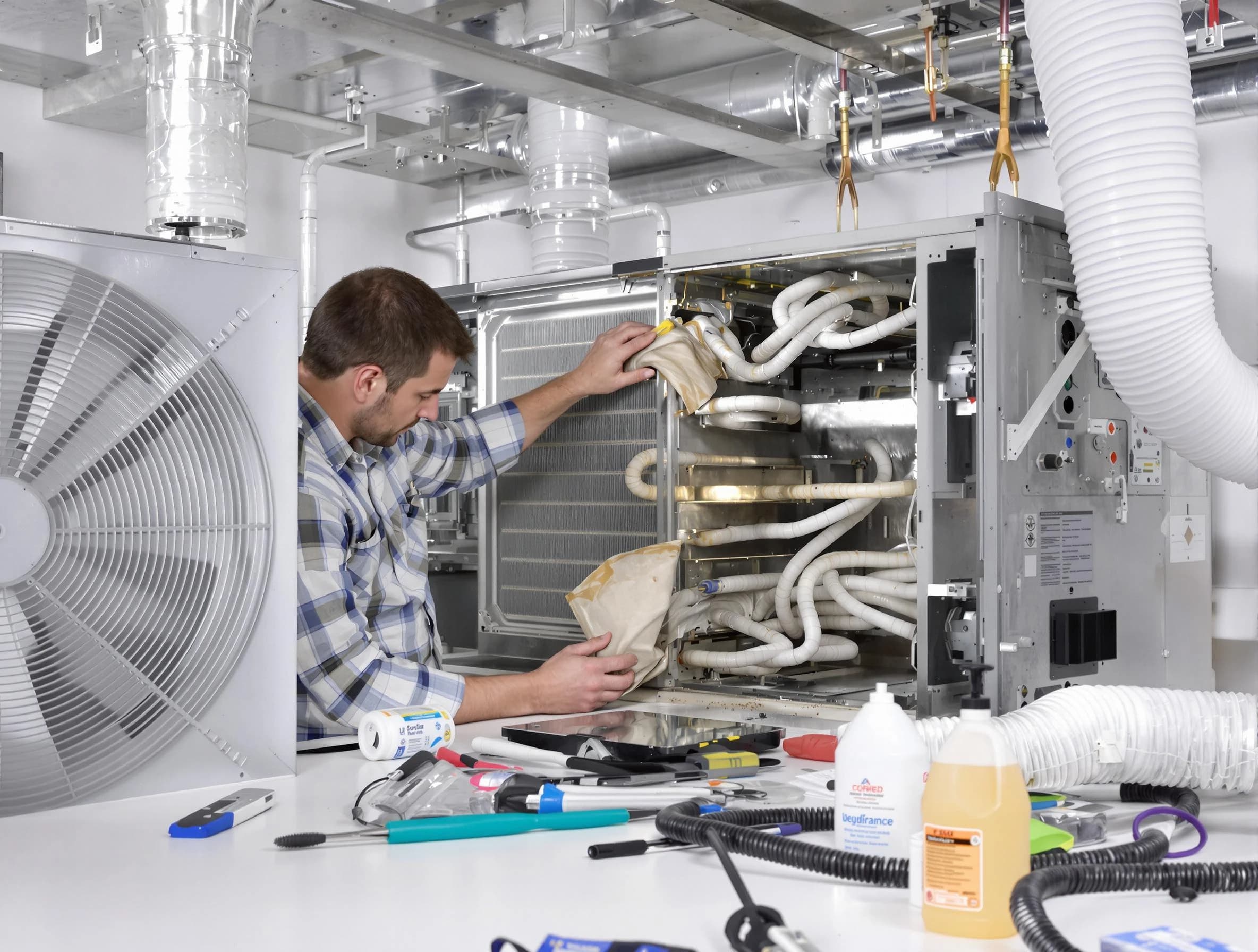 Enon Air Duct Cleaning specialist performing precision AC coil cleaning in Enon