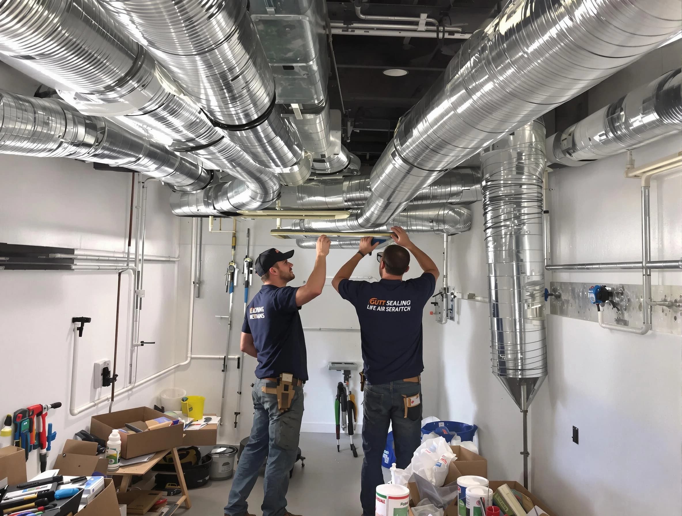 Enon Air Duct Cleaning technician applying professional duct sealing solutions in Enon