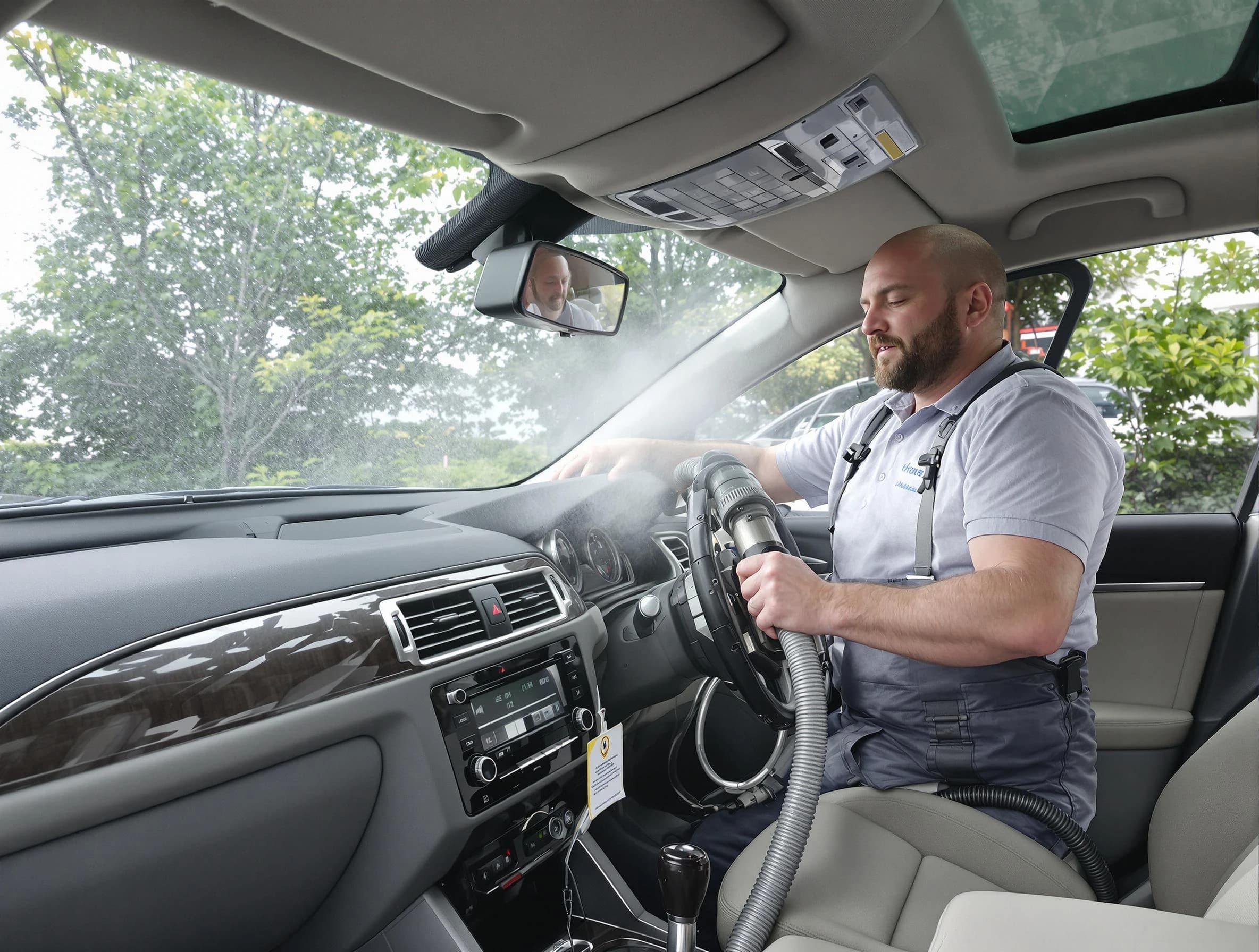 Enon Air Duct Cleaning specialist performing professional car duct cleaning in Enon