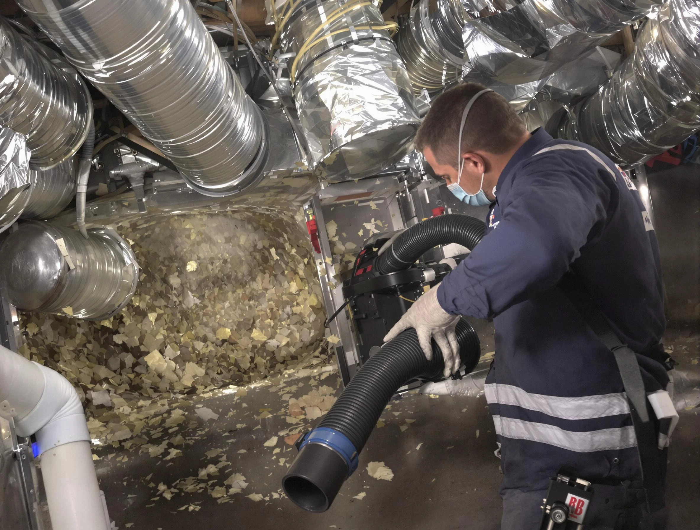 Enon Air Duct Cleaning specialist operating negative pressure cleaning equipment for thorough duct maintenance in Enon